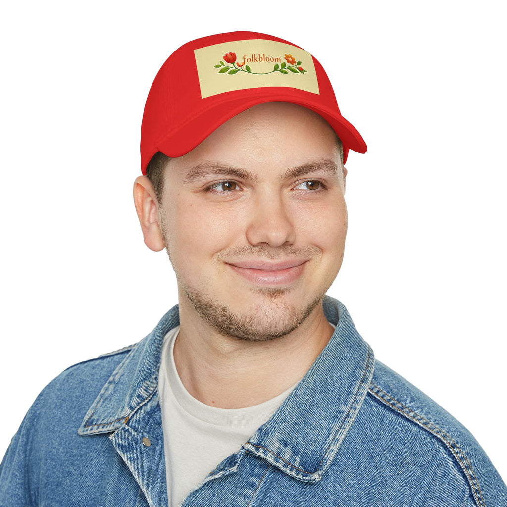 Folk Bloom floral vine embroidery patch Cap | Low Profile Baseball Cap