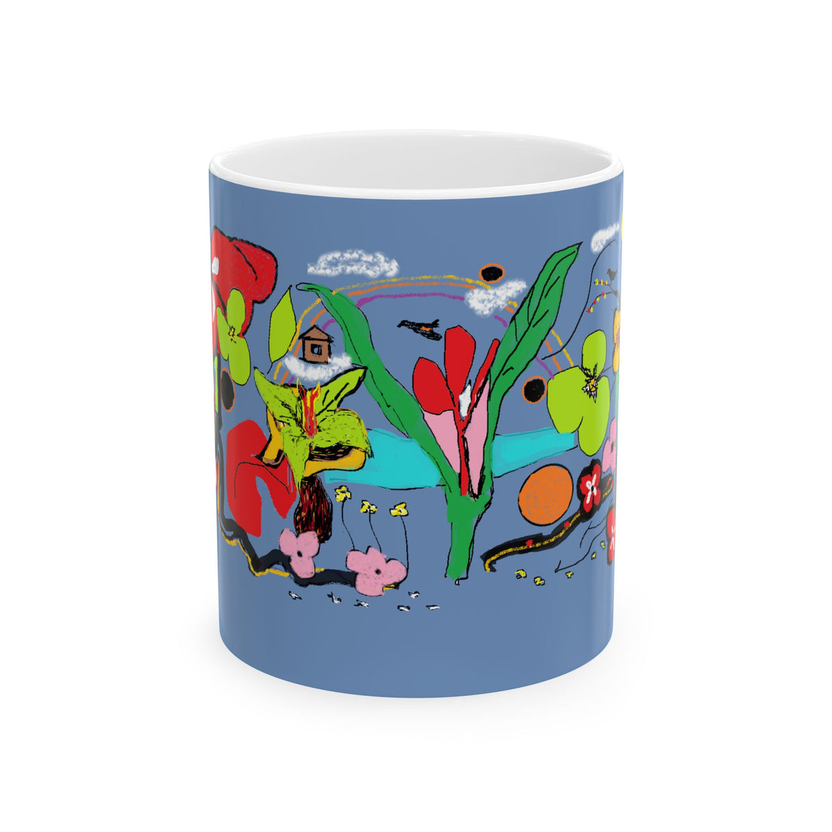 Whimsical Floral Illustration Mug | Colorful Garden Ceramic Mug