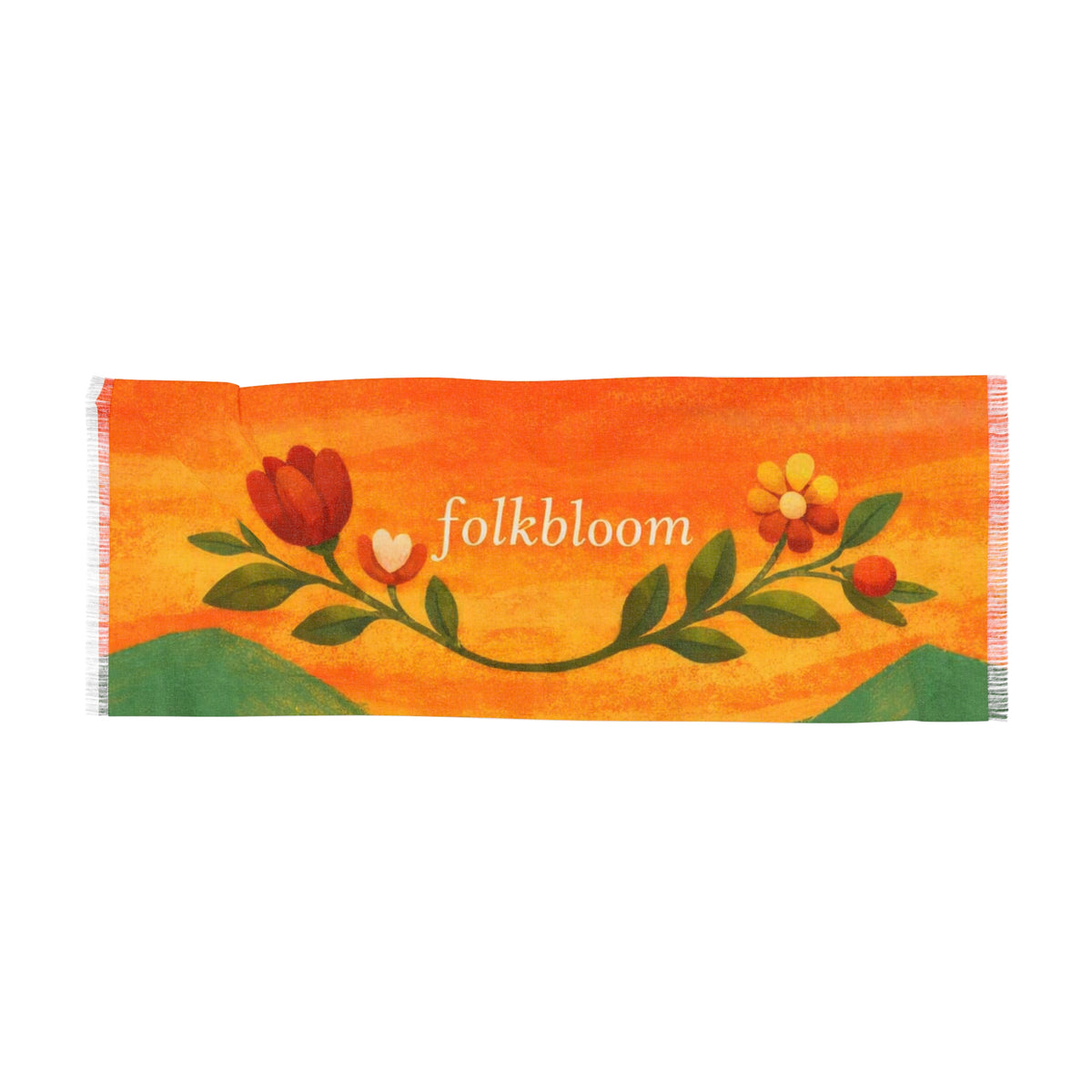 Folk Bloom floral vine Light Scarf | orange tulip spring design