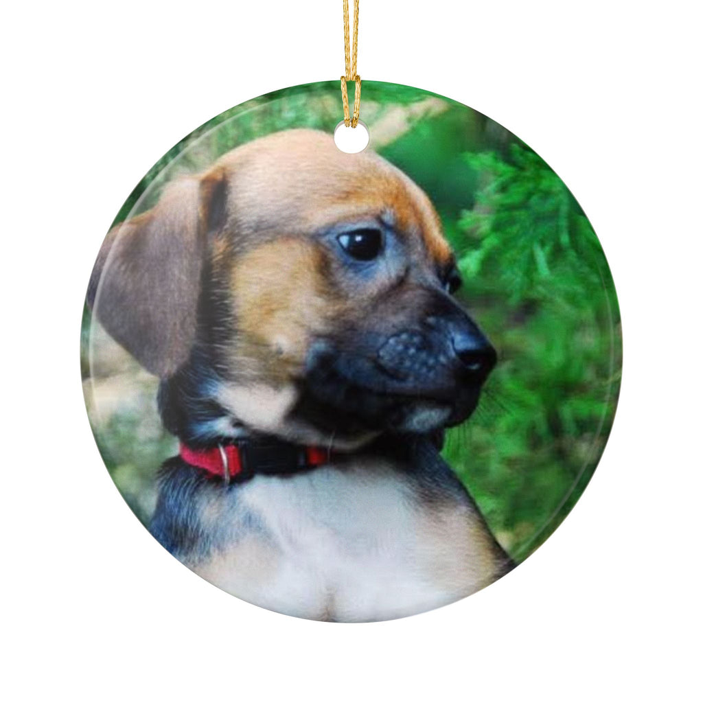 Puppy Portrait Ornament | Ceramic Round Photo Ornament