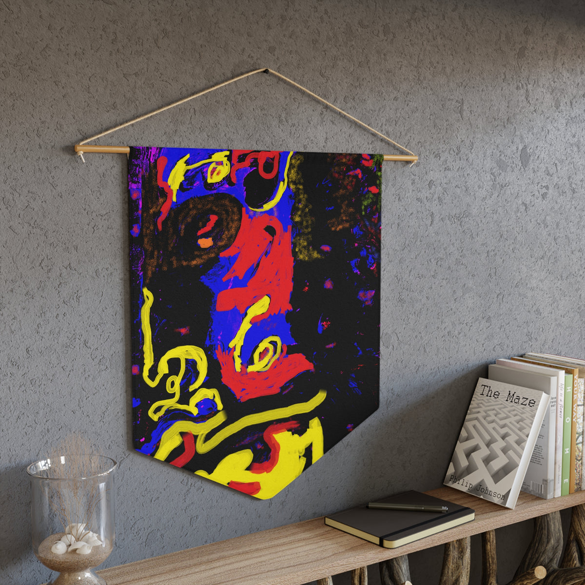 Abstract Neon Art Pennant — Bold Colorful Wall Banner
