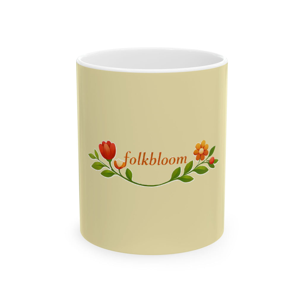 Folkbloom Floral Ceramic Mug — Vintage Flower Coffee Cup (11oz & 15oz)