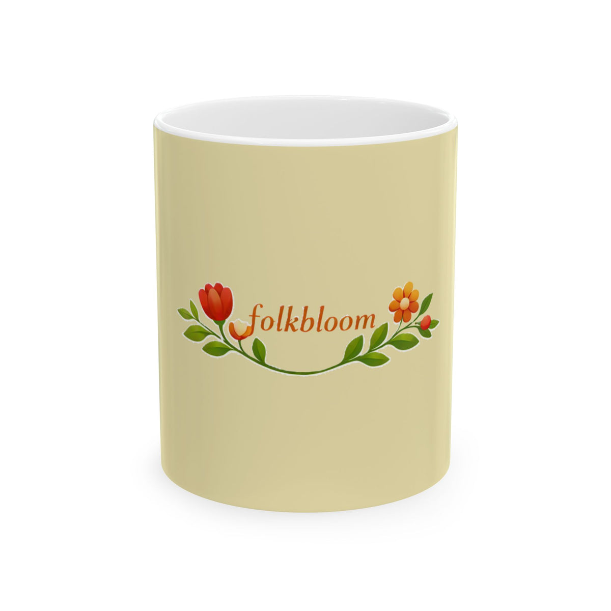 Folkbloom Floral Ceramic Mug — Vintage Flower Coffee Cup (11oz & 15oz)