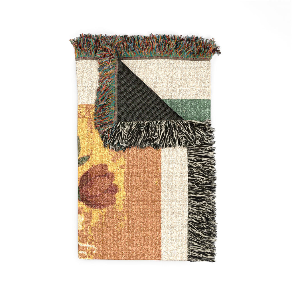 Wildflower Sunrise Woven Blanket | Scenic Mountain Landscape Throw