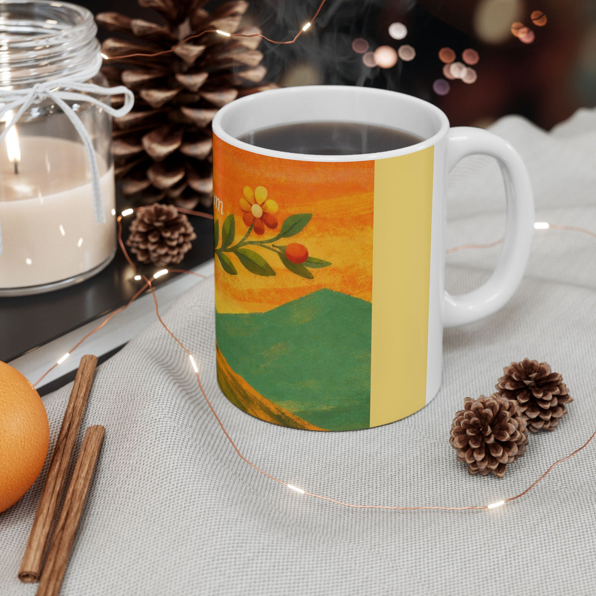 folkbloom floral sunrise mug | retro folk art ceramic mug
