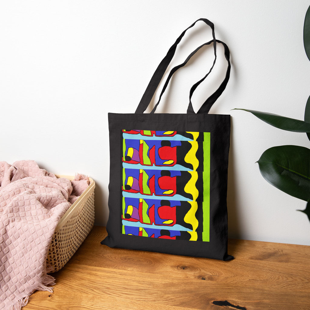 Abstract Pop Art Canvas Tote Bag — Bright Geometric Grocery & Market Shopper