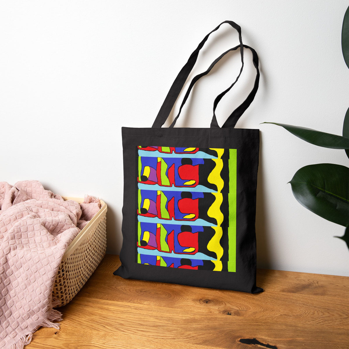 Abstract Pop Art Canvas Tote Bag — Bright Geometric Grocery & Market Shopper