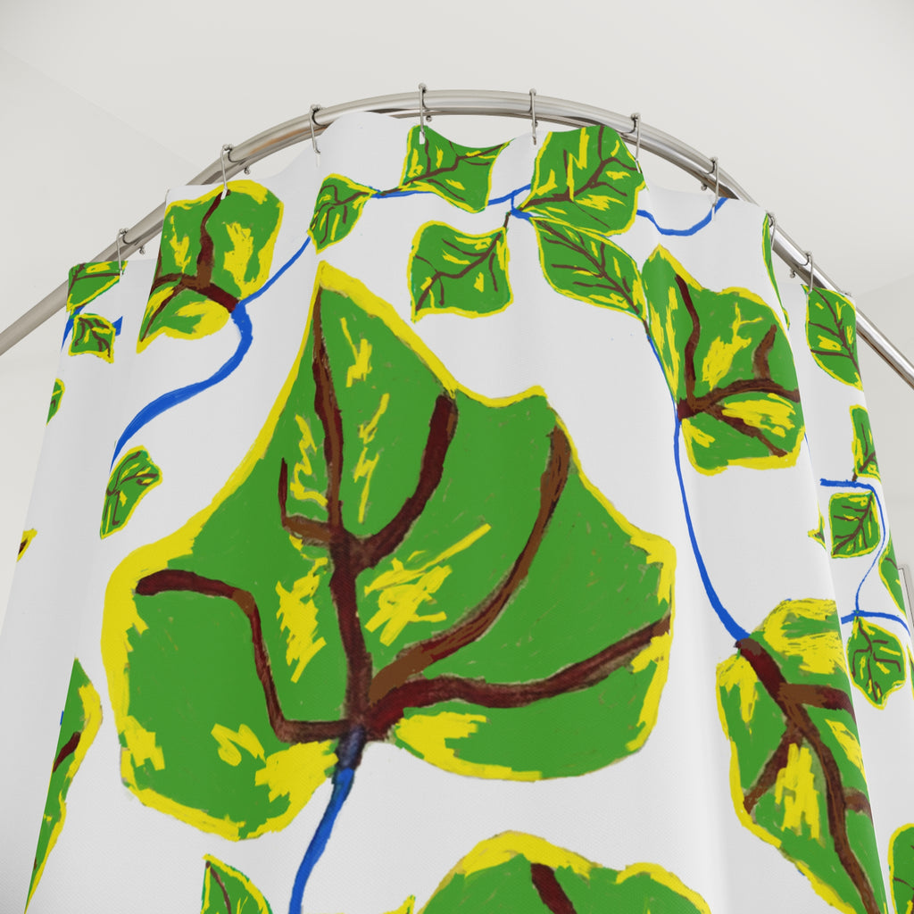Leaf Vine Shower Curtain — Green Tropical Bathroom Decor