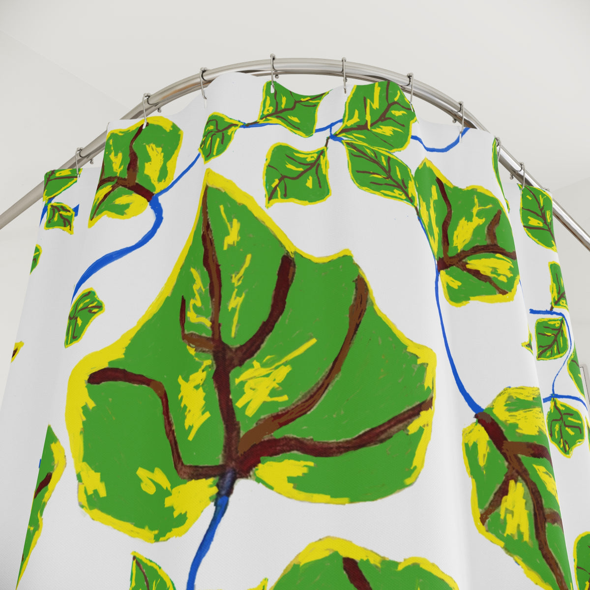 Leaf Vine Shower Curtain — Green Tropical Bathroom Decor