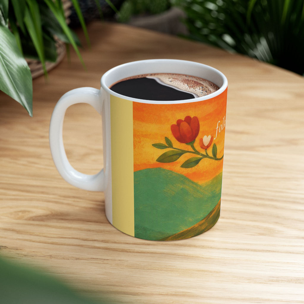 folkbloom floral sunrise mug | retro folk art ceramic mug