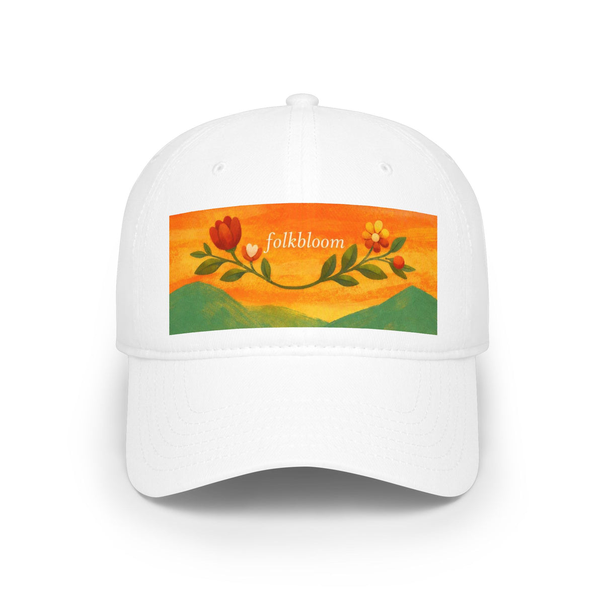 Low Profile Baseball Cap — Folk Bloom Floral Patch Hat