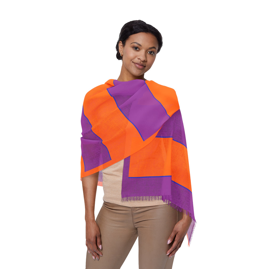 Bold Striped Scarf — Reversible Orange & Purple Lightweight Fashion Scarf