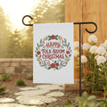 Happy Folk Bloom Christmas Garden Flag — Floral Holiday House Banner