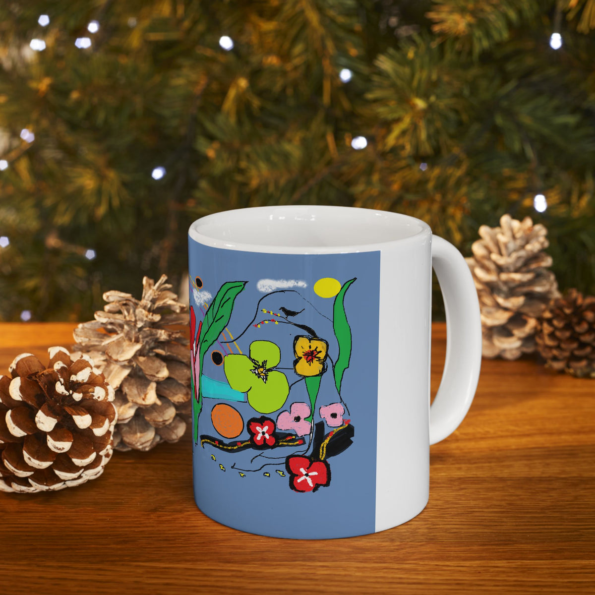 Whimsical Floral Illustration Mug | Colorful Garden Ceramic Mug