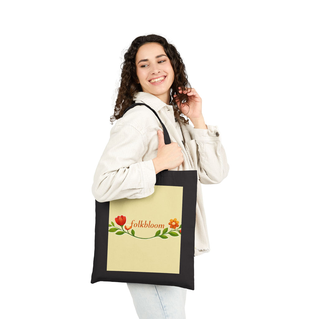 Folk Bloom floral vine tote bag | canvas market tote, botanical design