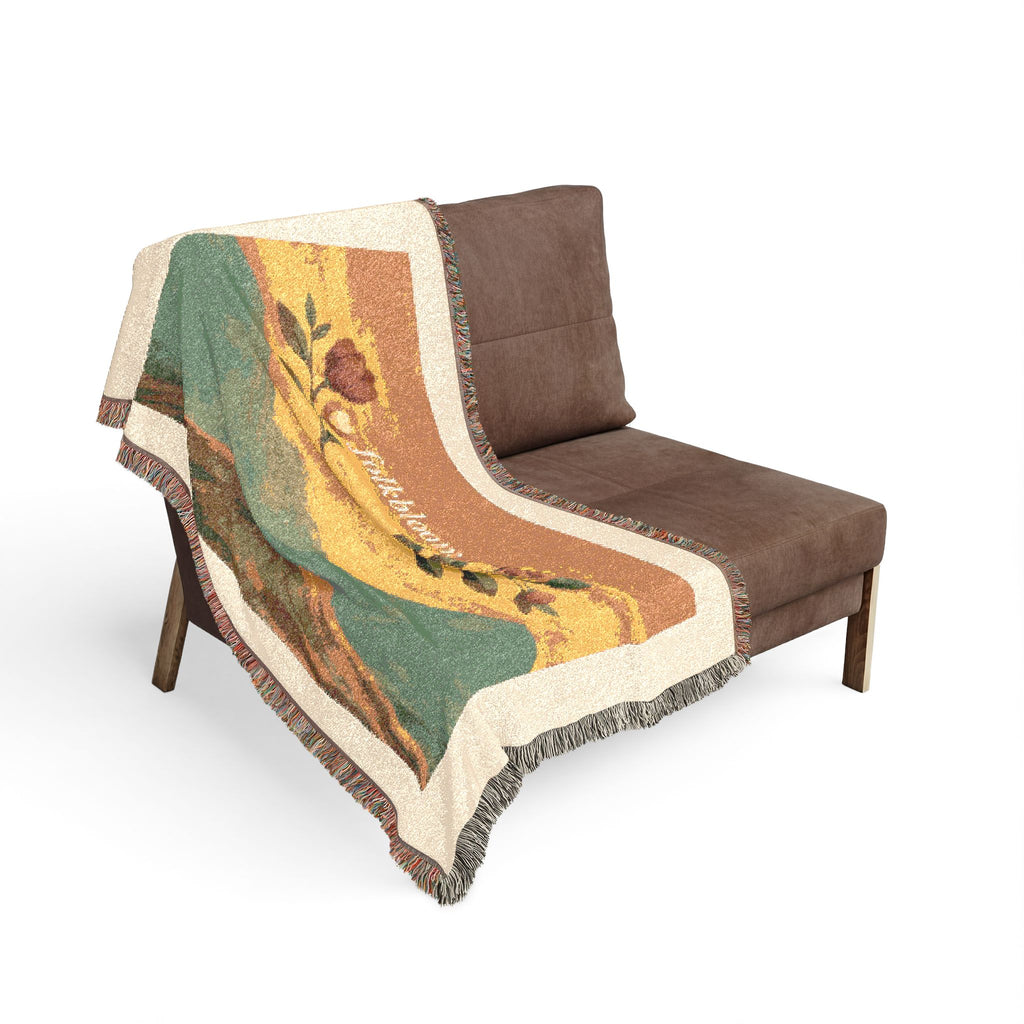 Wildflower Sunrise Woven Blanket | Scenic Mountain Landscape Throw