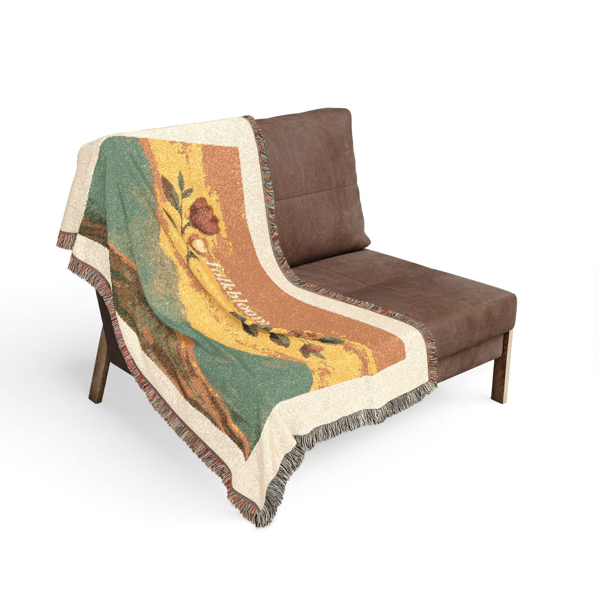 Wildflower Sunrise Woven Blanket | Scenic Mountain Landscape Throw