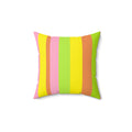 Colorful Pastel Stripe Square Pillow — Bright Neon Retro Accent Cushion