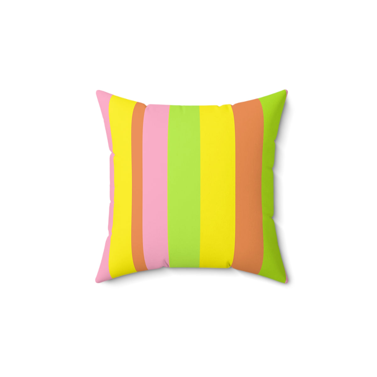 Colorful Pastel Stripe Square Pillow — Bright Neon Retro Accent Cushion
