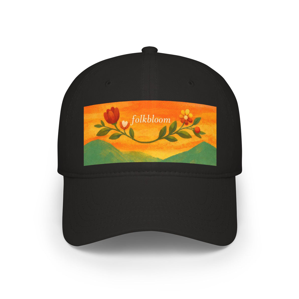 Low Profile Baseball Cap — Folk Bloom Floral Patch Hat