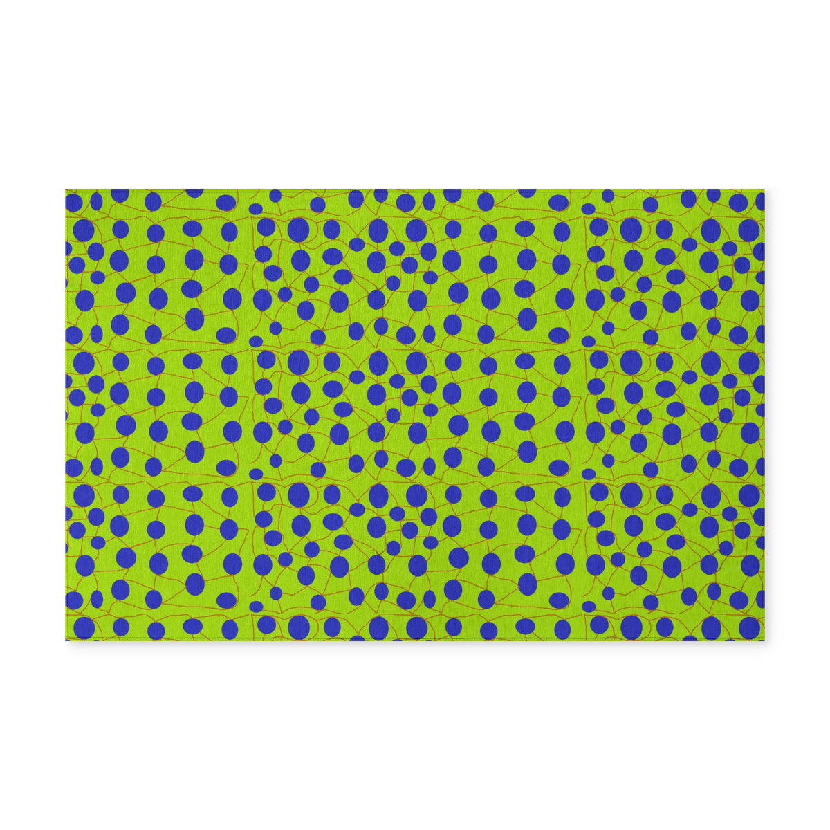 Neon Green & Royal Blue Polka Dot Washable Rug
