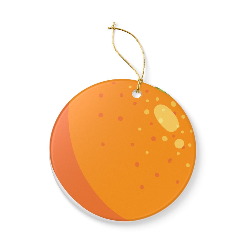 Orange Fruit Ceramic Ornament — Round Citrus Holiday Decoration