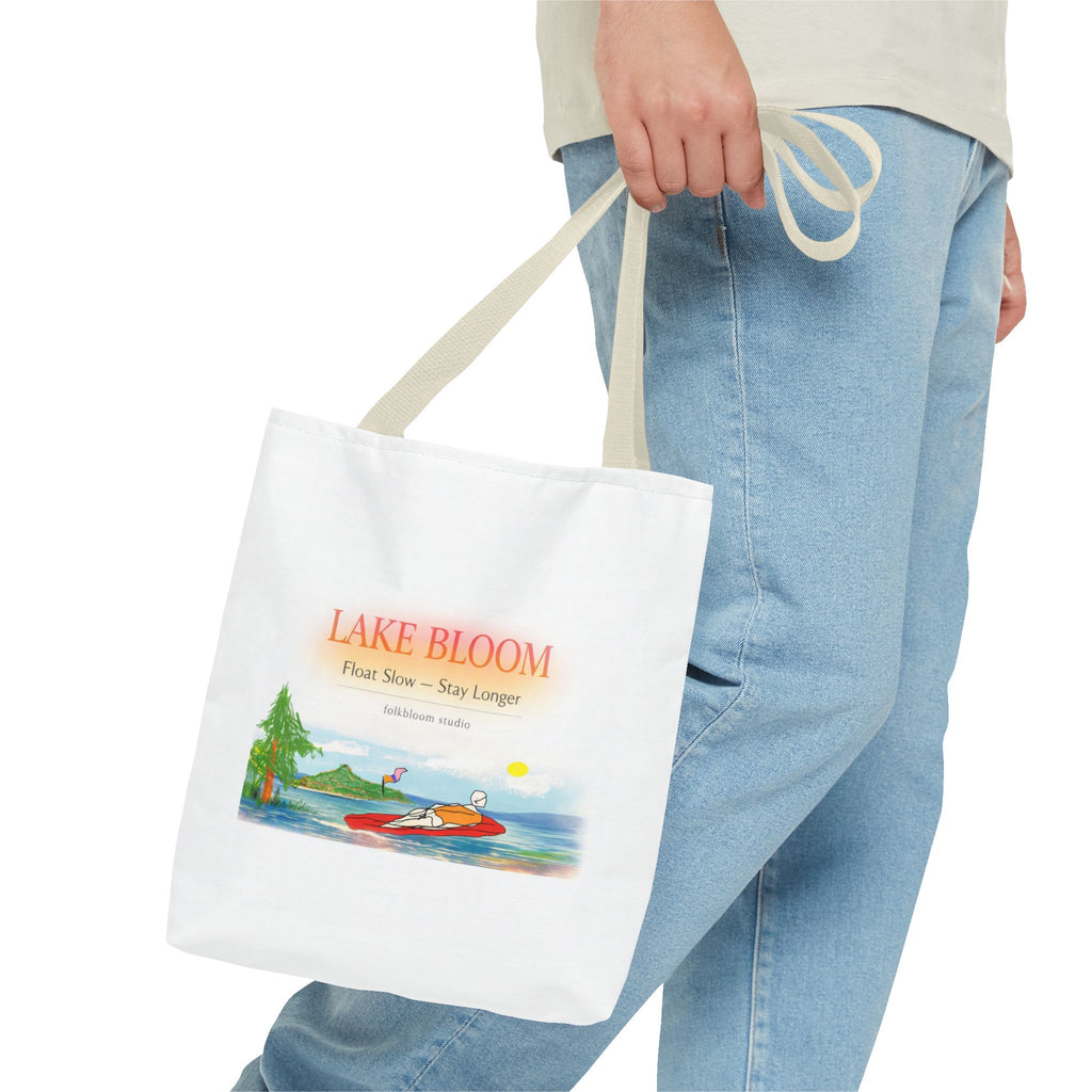 Lake Bloom Tote Bag — 'Float Slow, Stay Longer' Scenic Summer Tote