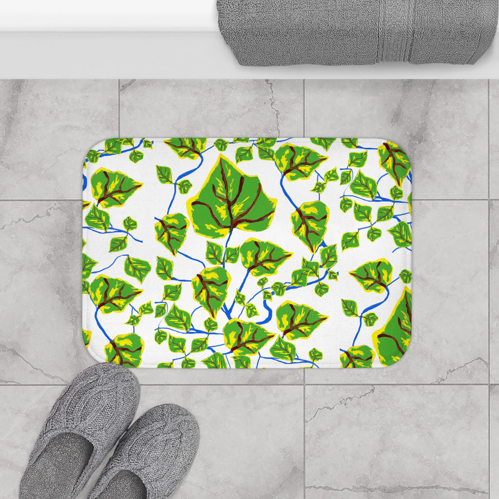 Green Vine Bath Mat – Leaf Pattern Bathroom Rug