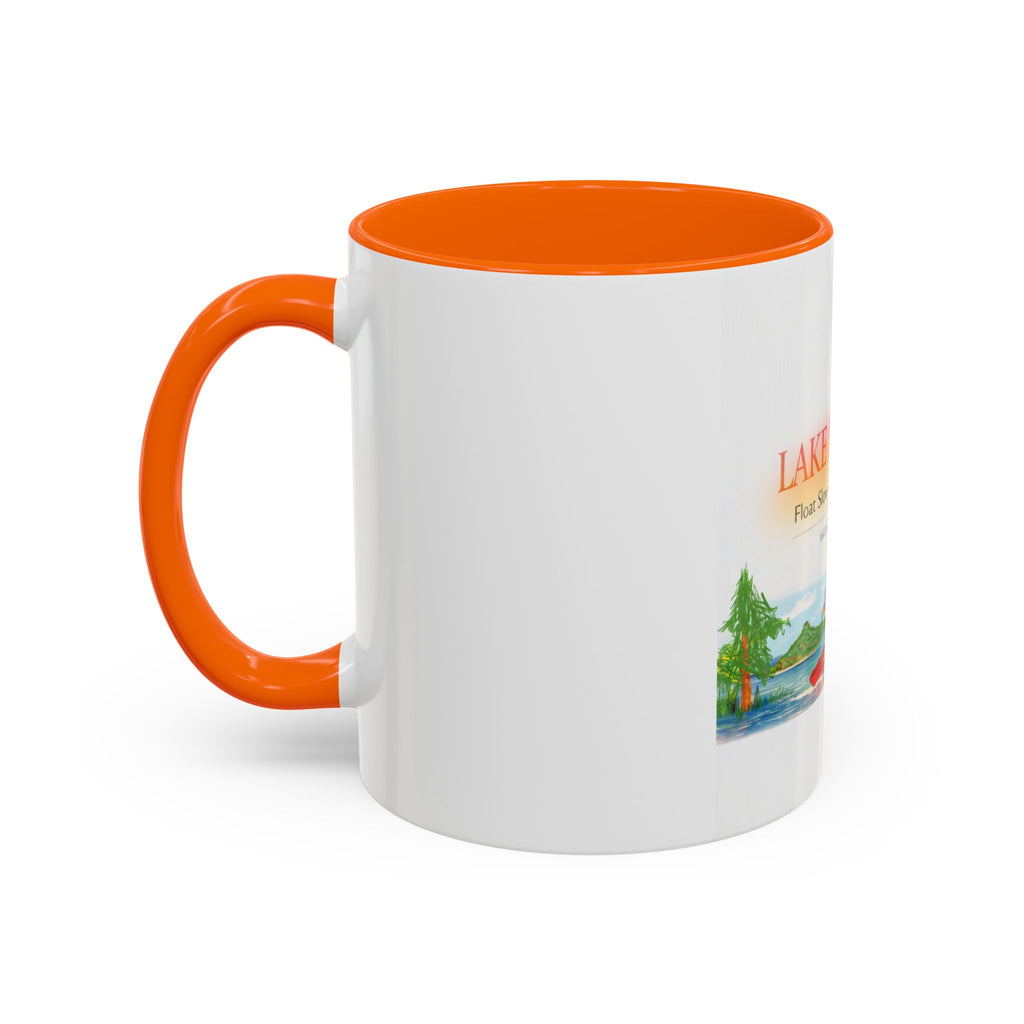 Lake Bloom Accent Coffee Mug – 'Float Slow, Stay Longer' Relaxing Kayak Design