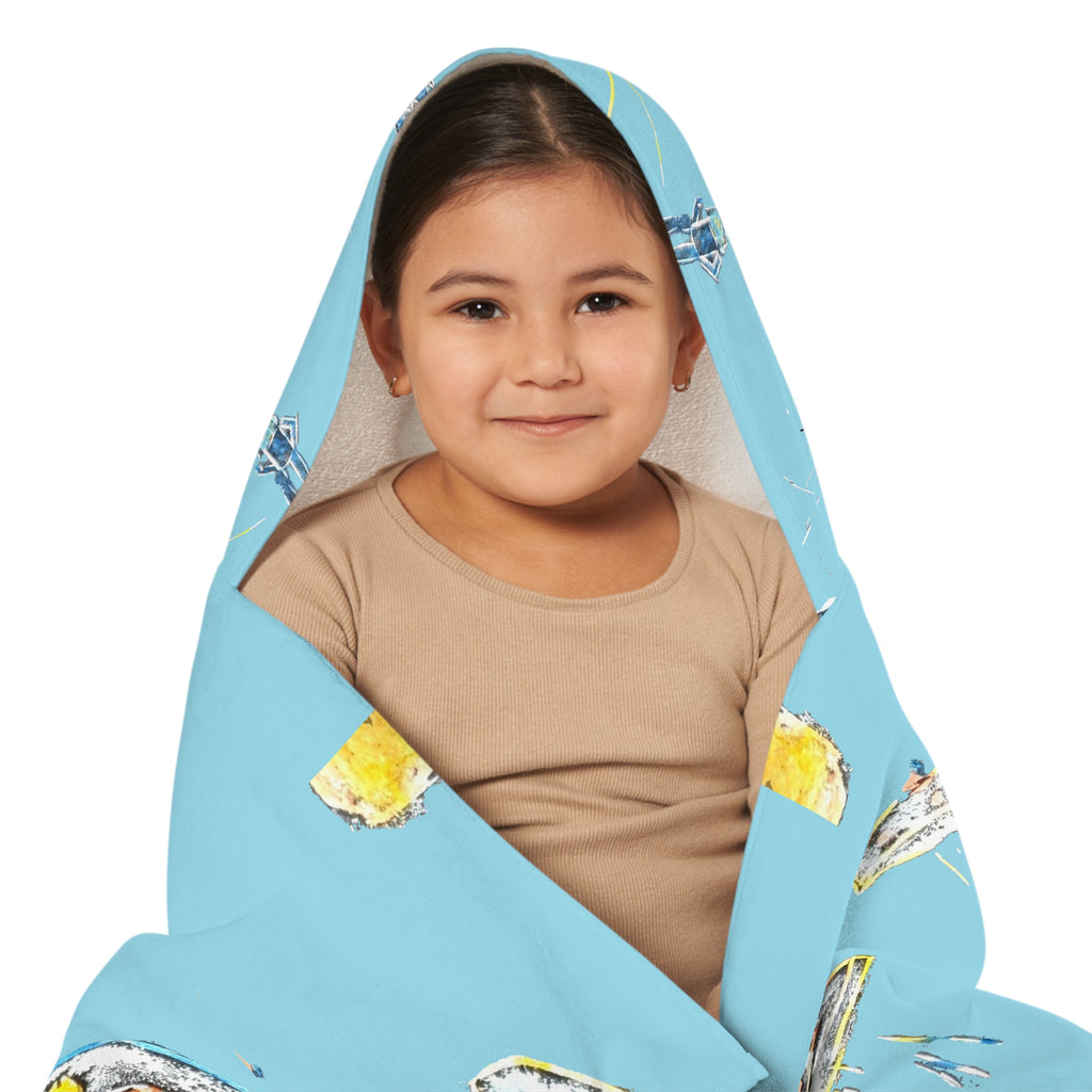Youth Hooded Towel – Whimsical UFOs & Umbrellas Beach Towel for Kids