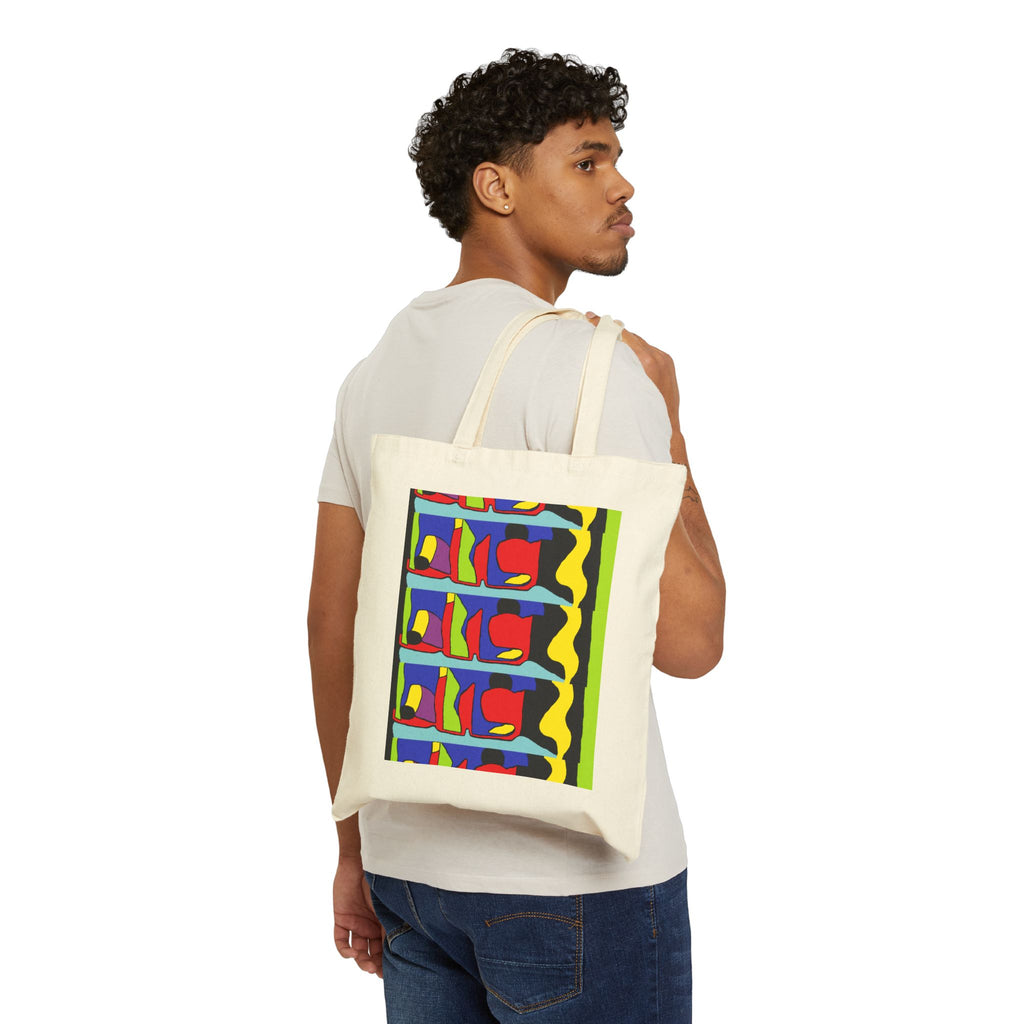 Abstract Pop Art Canvas Tote Bag — Bright Geometric Grocery & Market Shopper