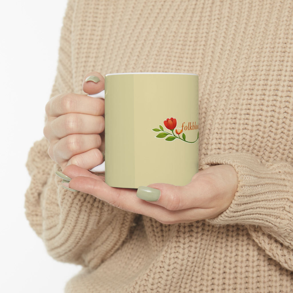Folkbloom Floral Ceramic Mug — Vintage Flower Coffee Cup (11oz & 15oz)