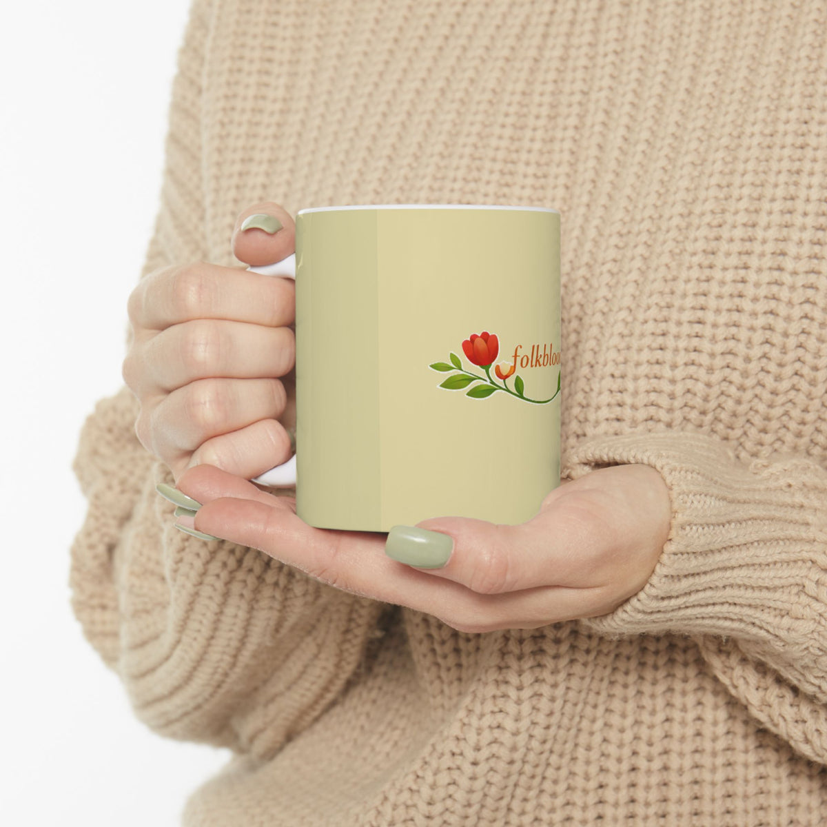 Folkbloom Floral Ceramic Mug — Vintage Flower Coffee Cup (11oz & 15oz)