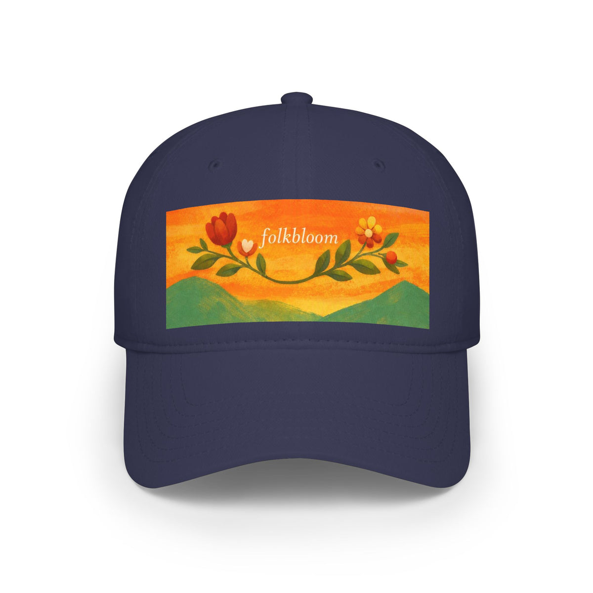 Low Profile Baseball Cap — Folk Bloom Floral Patch Hat