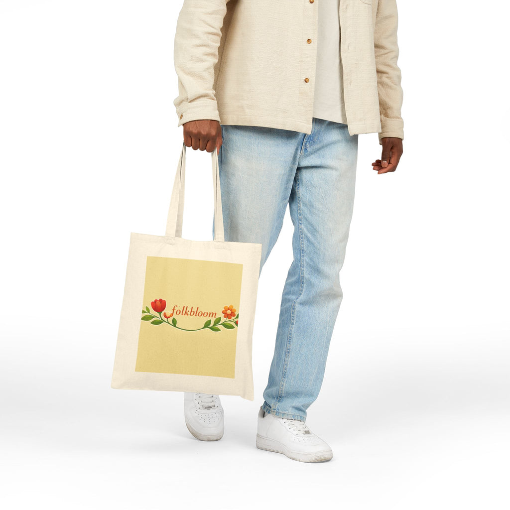 Folk Bloom floral vine tote bag | canvas market tote, botanical design