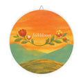 Folk Bloom Round Wood Sign – Floral Sunset Decorative Plaque