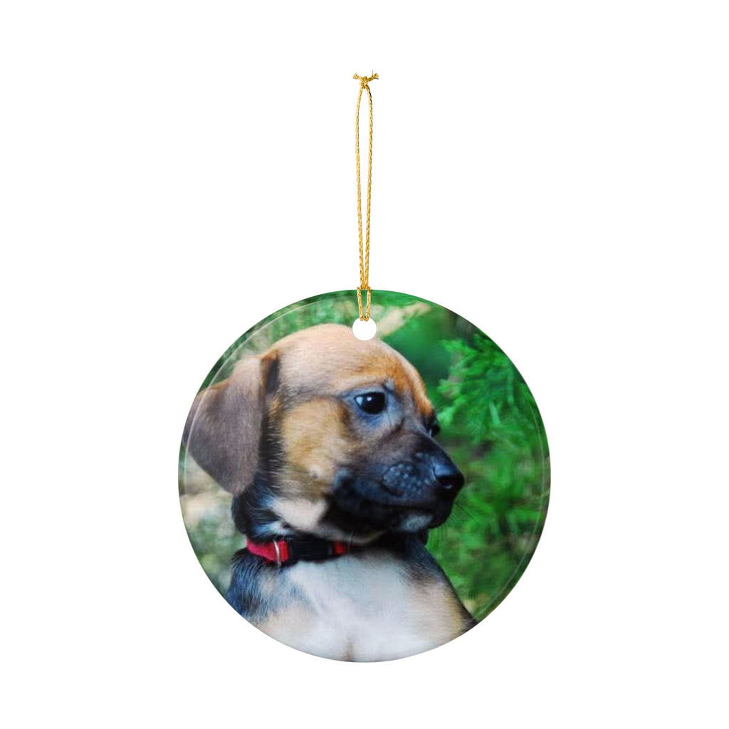 Puppy Portrait Ornament | Ceramic Round Photo Ornament