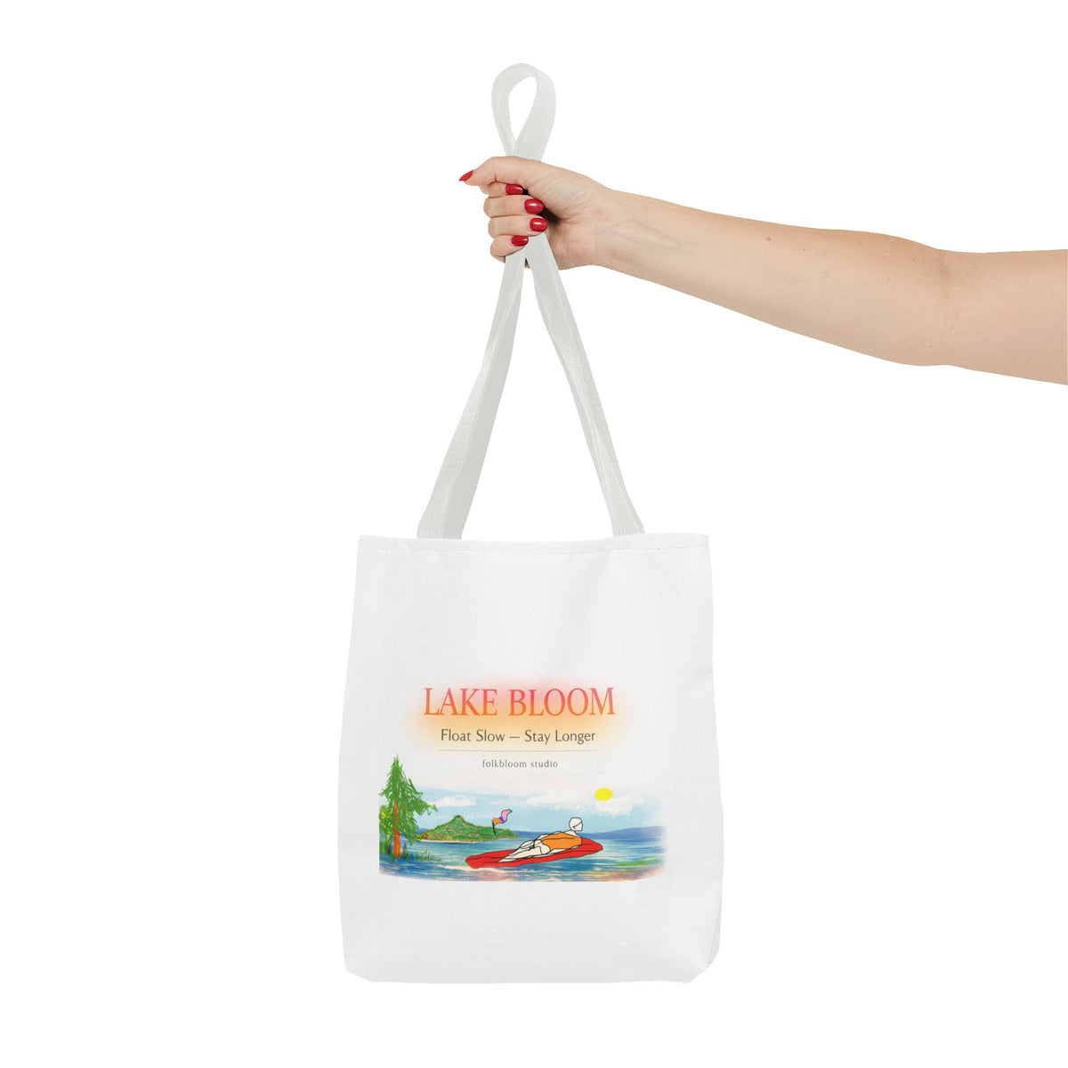 Lake Bloom Tote Bag — 'Float Slow, Stay Longer' Scenic Summer Tote