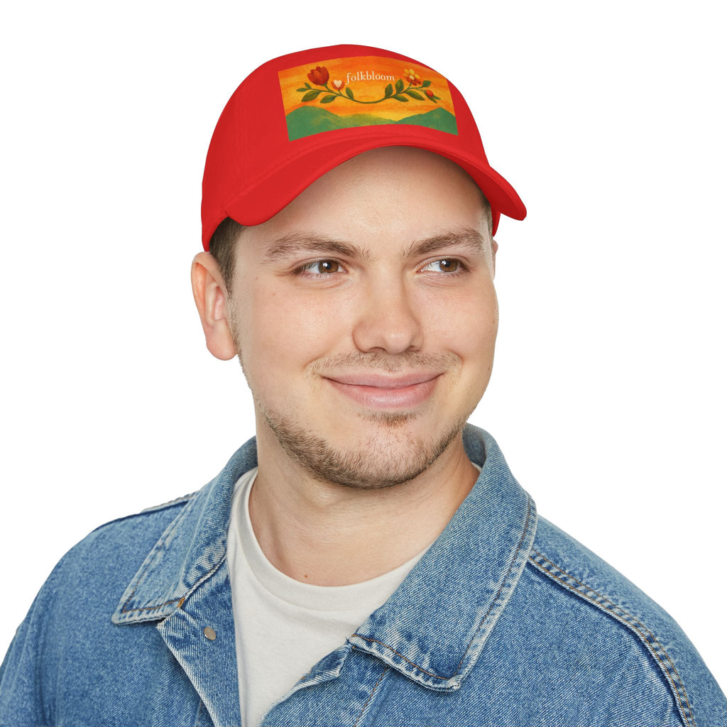 Low Profile Baseball Cap — Folk Bloom Floral Patch Hat
