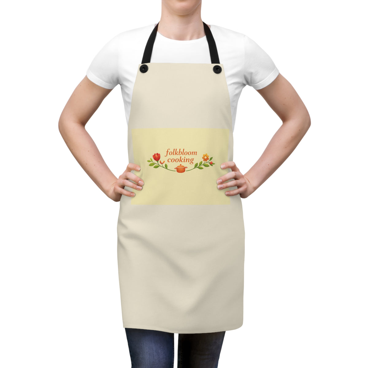 Apron — FolkBloom Cooking Floral Kitchen Apron (Cute Rustic Chef Gift)