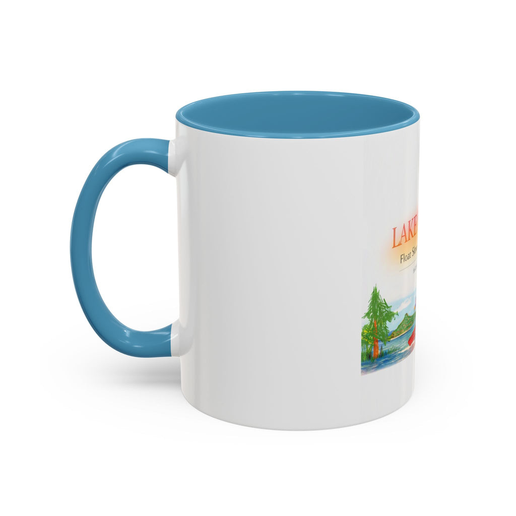 Lake Bloom Accent Coffee Mug – 'Float Slow, Stay Longer' Relaxing Kayak Design