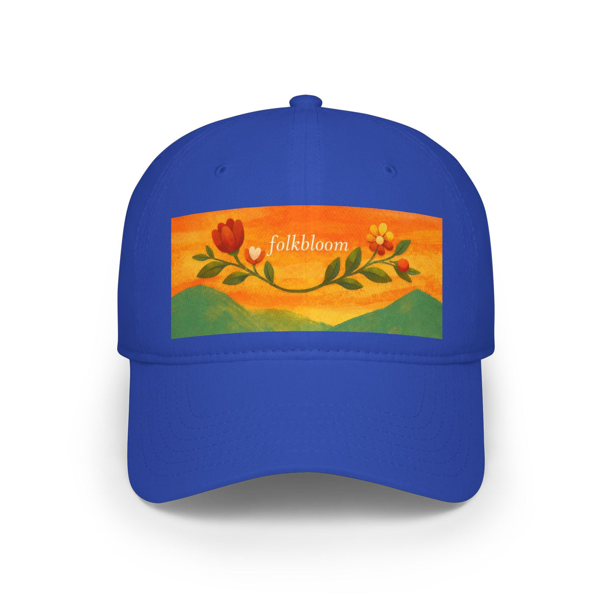 Low Profile Baseball Cap — Folk Bloom Floral Patch Hat
