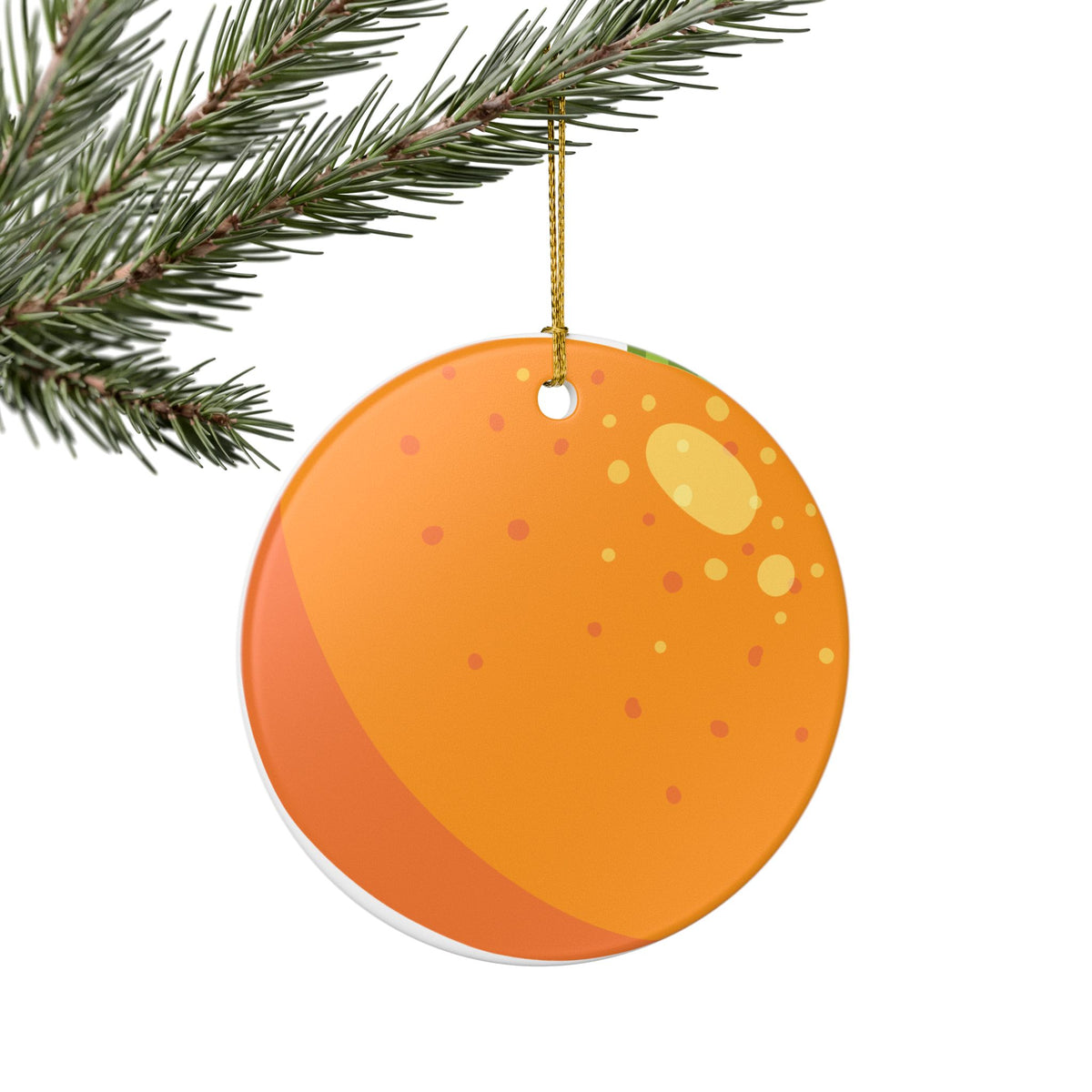Orange Fruit Ceramic Ornament — Round Citrus Holiday Decoration