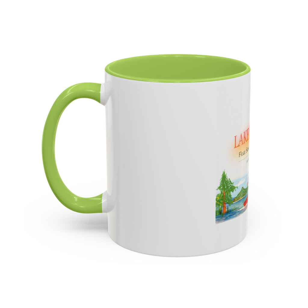 Lake Bloom Accent Coffee Mug – 'Float Slow, Stay Longer' Relaxing Kayak Design