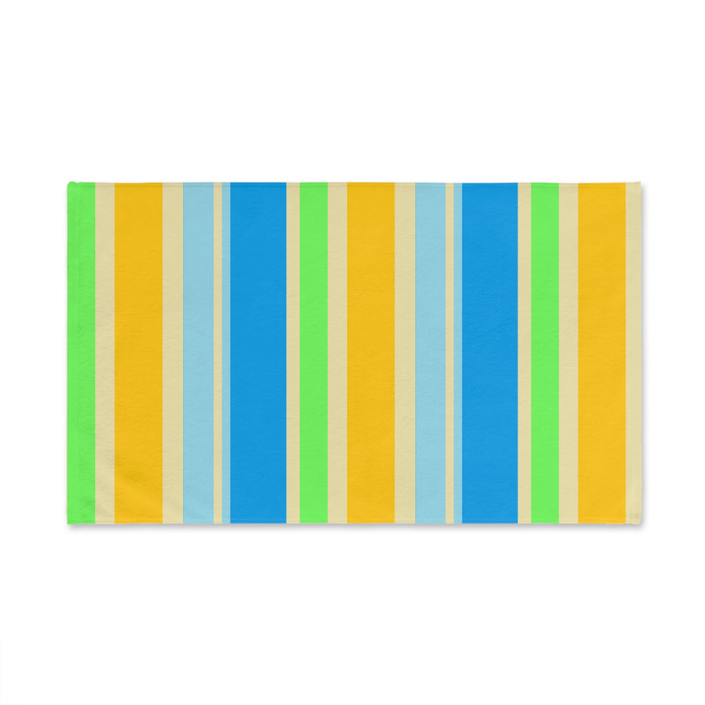 Colorful Beach Stripe Hand Towel — Bright Blue, Yellow & Green Summer Stripe