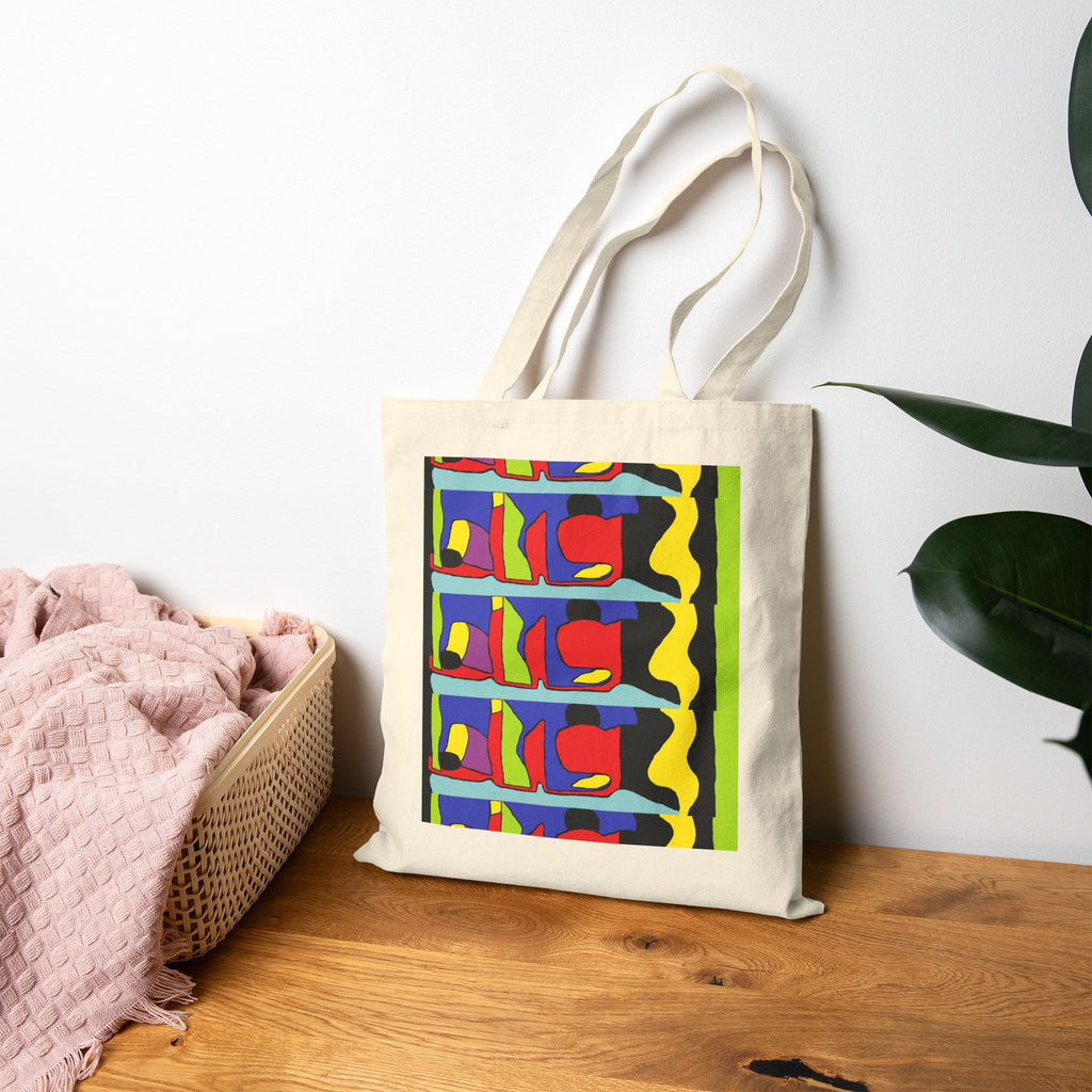 Abstract Pop Art Canvas Tote Bag — Bright Geometric Grocery & Market Shopper