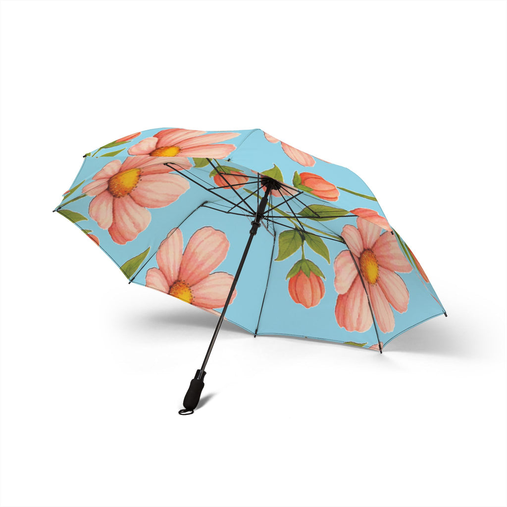 Floral Daisy Foldable Umbrella — Compact Semi-Automatic Rain Parasol