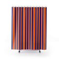 Bold Navy & Orange Vertical Stripe Shower Curtain — Modern Bathroom Decor