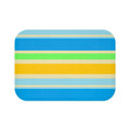 Striped Beach Vibes Bath Mat — Blue, Yellow & Green Summer Stripe