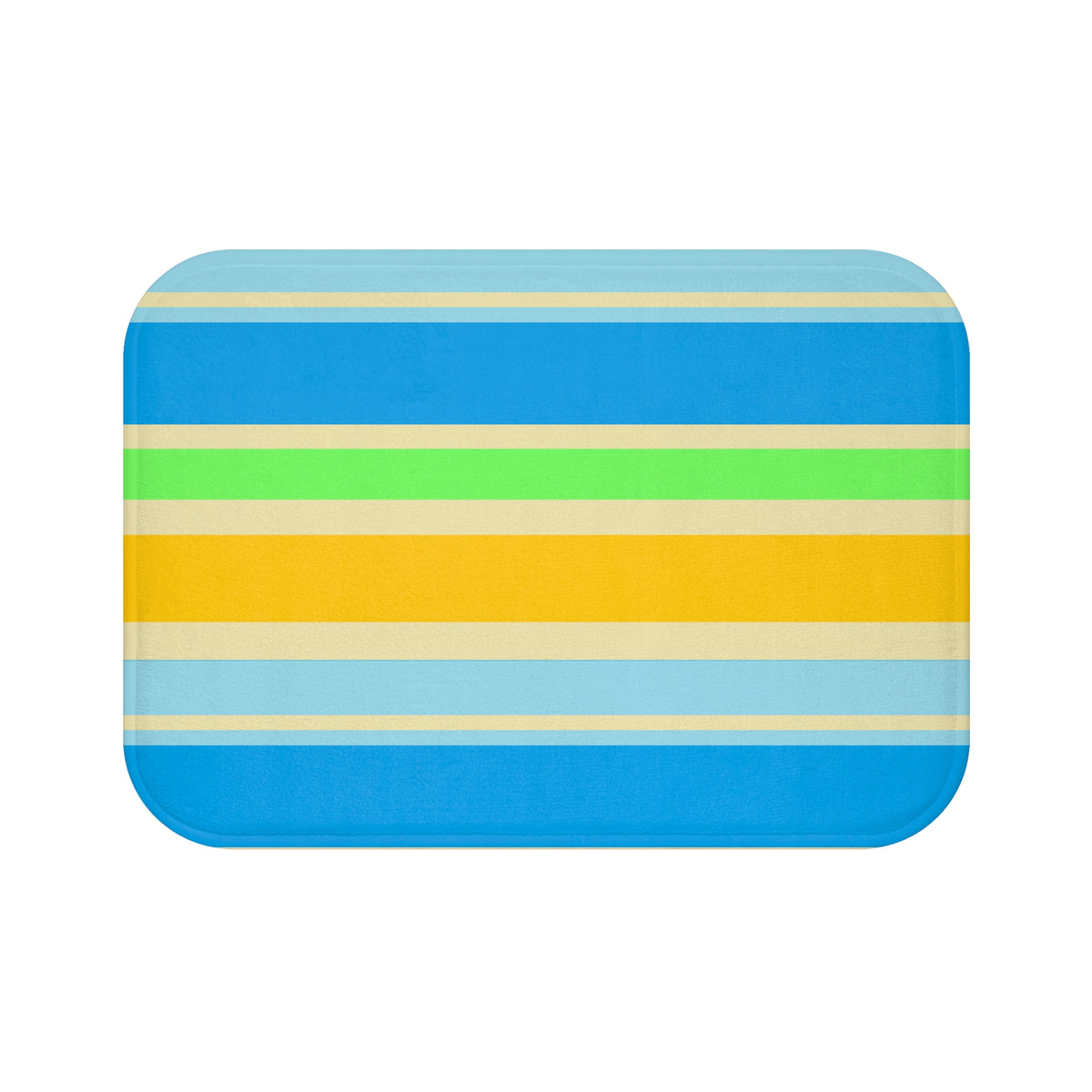 Striped Beach Vibes Bath Mat — Blue, Yellow & Green Summer Stripe